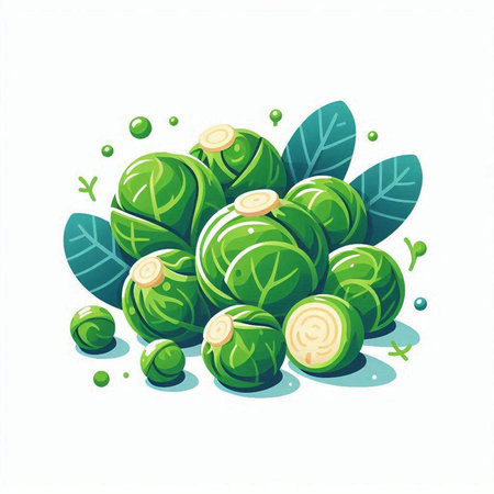Brussels sprouts isolated on white background. Vector illustration.のイラスト素材