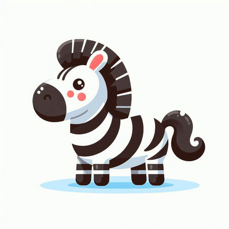 Cute cartoon zebra. Vector illustration isolated on white background.のイラスト素材