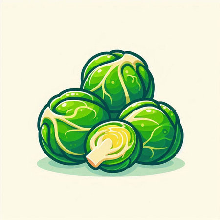 Brussels sprouts vector illustration. Isolated on white background.のイラスト素材