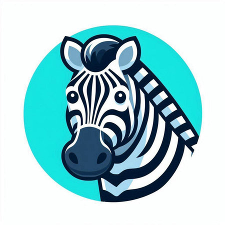 Zebra head in blue circle. Vector illustration isolated on white background.のイラスト素材