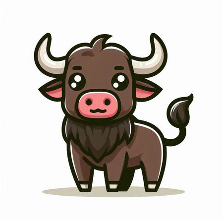 Cute cartoon bull. Vector illustration. Isolated on white background.のイラスト素材