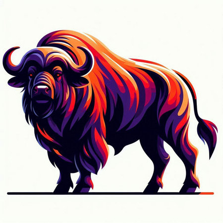 Buffalo. Wild bison. Vector illustration for your design.のイラスト素材