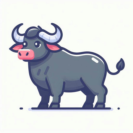 Cute cartoon bull. Vector illustration in a flat style on a white background.のイラスト素材