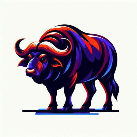Buffalo mascot. Vector illustration of a bison head on white background.のイラスト素材