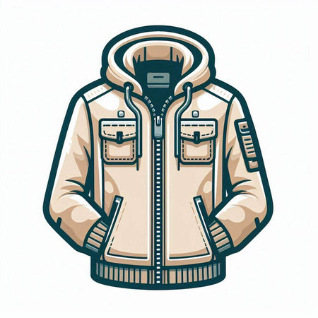 Vector illustration of a jacket with a hood on a white background.のイラスト素材