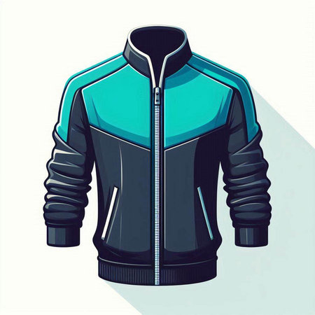 Vector illustration of a sport jacket in blue color on a white backgroundのイラスト素材