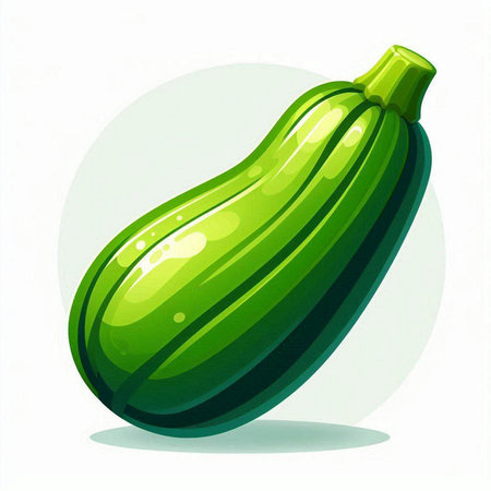 Illustration of a fresh green zucchini on a white backgroundのイラスト素材