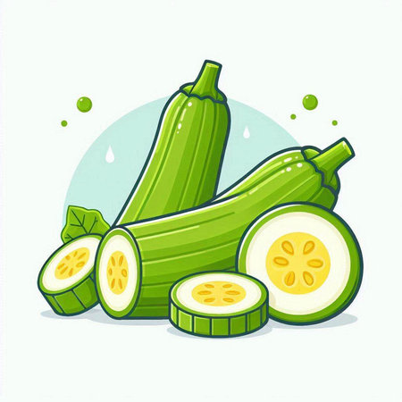 Illustration of fresh zucchini on white background. Vector illustration.のイラスト素材