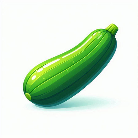 Illustration of a fresh green zucchini on a white backgroundのイラスト素材