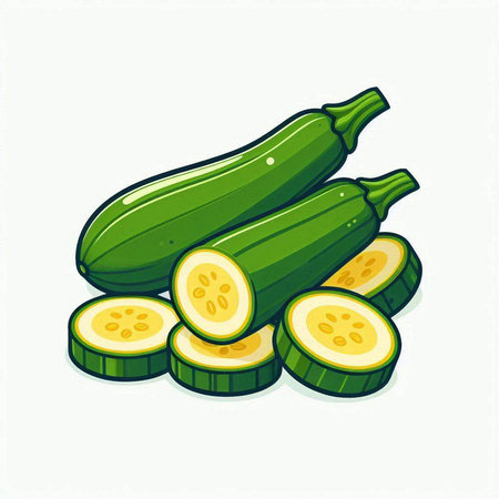 Fresh zucchini isolated on a white background. Vector illustration.のイラスト素材