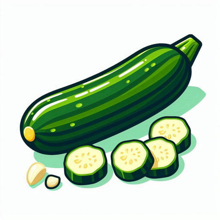 Fresh zucchini isolated on a white background. Vector illustration.のイラスト素材