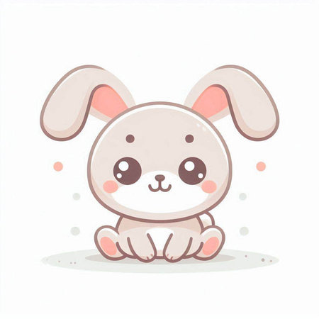 Cute rabbit on white background. Vector illustration in cartoon style.のイラスト素材