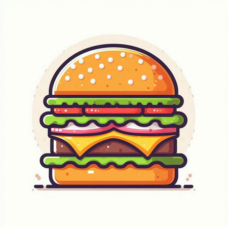 Hamburger icon, fast food vector illustration. Flat style.のイラスト素材