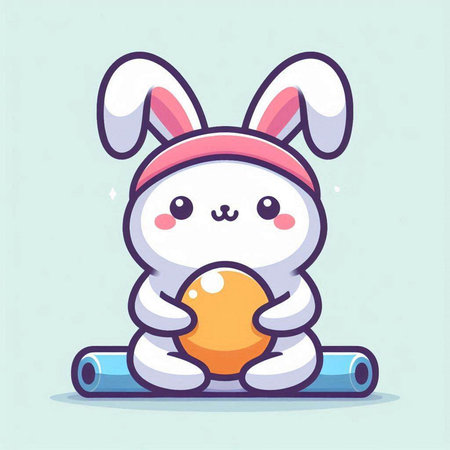 Cute bunny with egg. Vector illustration in flat cartoon style.のイラスト素材