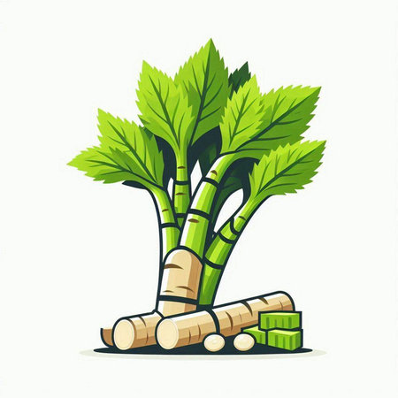 Illustration of a sugarcane isolated on a white background.のイラスト素材