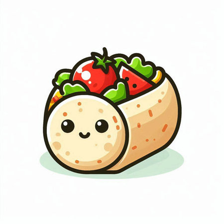 Vector illustration of a cute kawaii doner kebab.のイラスト素材