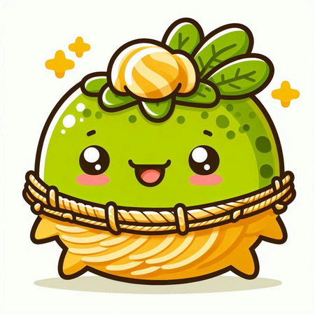 Cute kawaii kawaii kawaii green apple character vector illustration.のイラスト素材