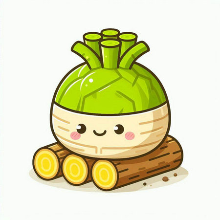 Cute kawaii kawaii kawaii turnip on white backgroundのイラスト素材