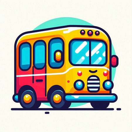School bus vector illustration. Cute school bus in flat style.のイラスト素材