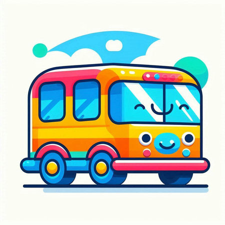 Cute school bus in cartoon style. Back to school. Vector illustrationのイラスト素材
