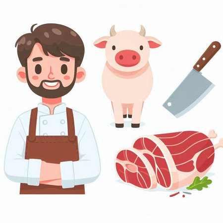 Butcher, butcher, butcher, butcher, butcher, butcher, vector illustration.のイラスト素材
