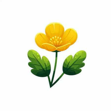 Yellow flower on white background. Vector illustration in flat cartoon style.のイラスト素材