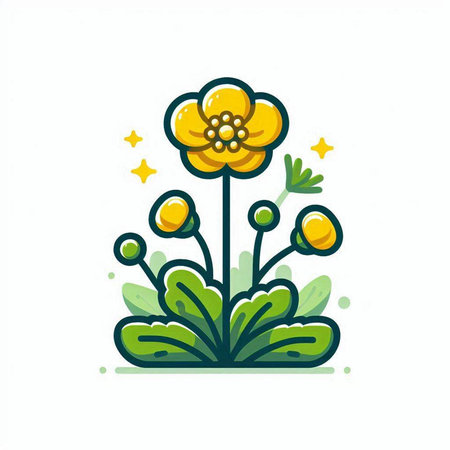 Cute flower icon. Hand drawn vector illustration in doodle style.のイラスト素材