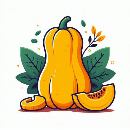 Pumpkin vector illustration. Vegetarian food. Cartoon style.のイラスト素材
