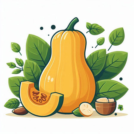 Pumpkin vector illustration. Healthy food. Vegetarian food.のイラスト素材