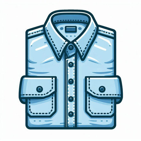 Blue shirt with pockets isolated on a white background. Vector illustration.のイラスト素材