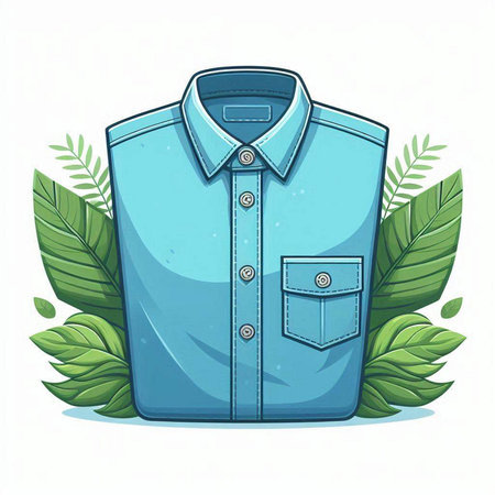 Men's shirt with a pocket on a background of leaves. Vector illustrationのイラスト素材