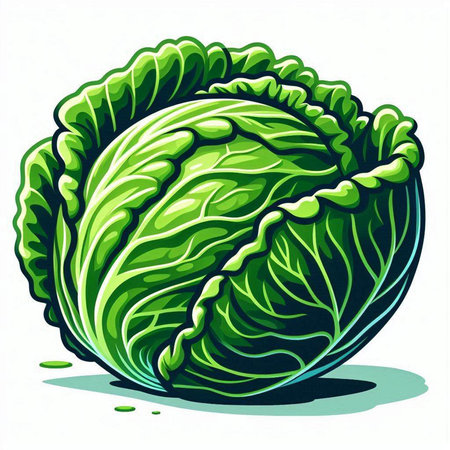 Cabbage isolated on a white background. Vector illustration of cabbage.のイラスト素材