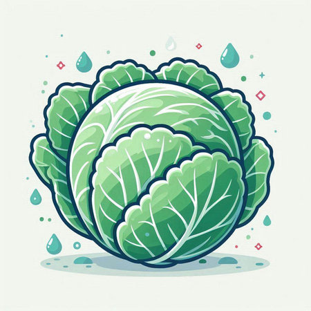 Cabbage. Vector illustration. Isolated on a white background.のイラスト素材