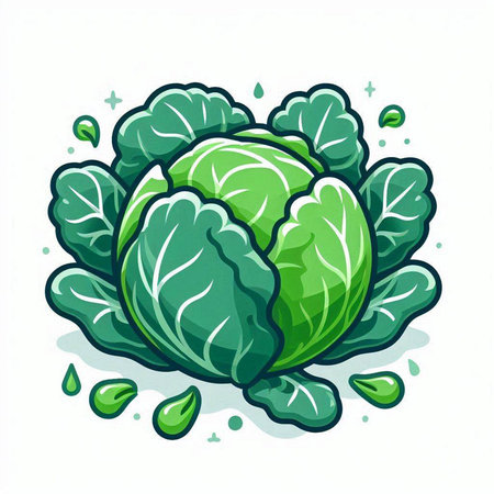 Cabbage icon isolated on white background. Vegetable vector illustration.のイラスト素材