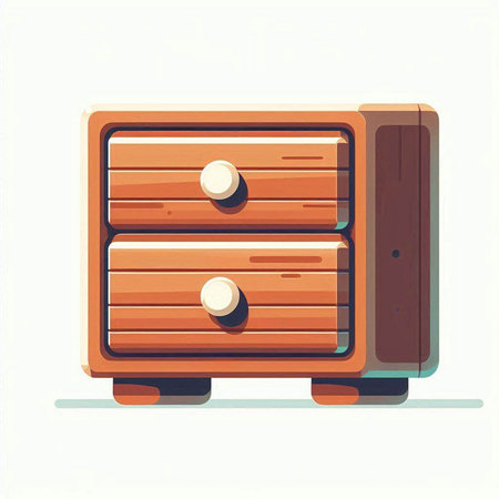Wooden chest of drawers isolated on white background. Vector illustration.のイラスト素材