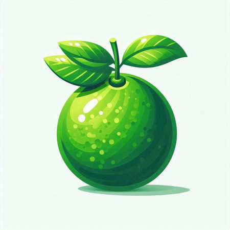 Vector illustration of fresh green lime with leaves on a white background.のイラスト素材