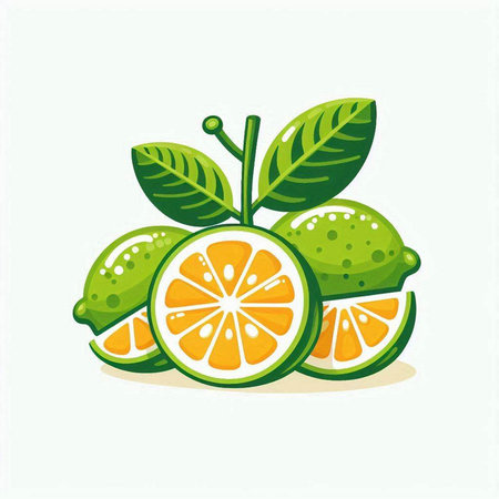 Lime fruit isolated on white background. Vector illustration for your designのイラスト素材