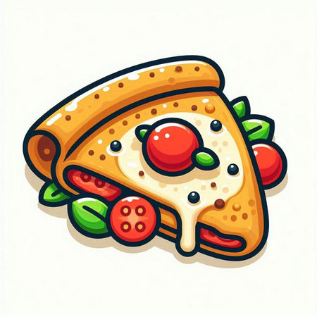 Vector illustration of a sandwich with cheese, tomatoes and olives.のイラスト素材