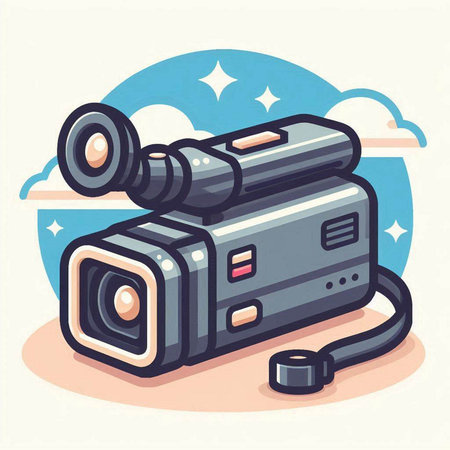 Illustration of a Video Camera on a Cloudy Day - Vectorのイラスト素材