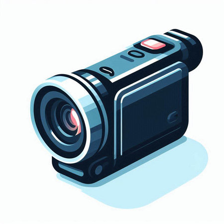 Digital camera on white background. Isolated vector illustration in cartoon style.のイラスト素材