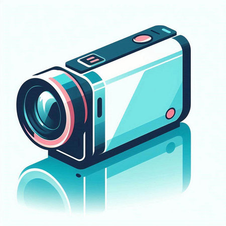Vector illustration of a digital camera on a white background with reflection.のイラスト素材