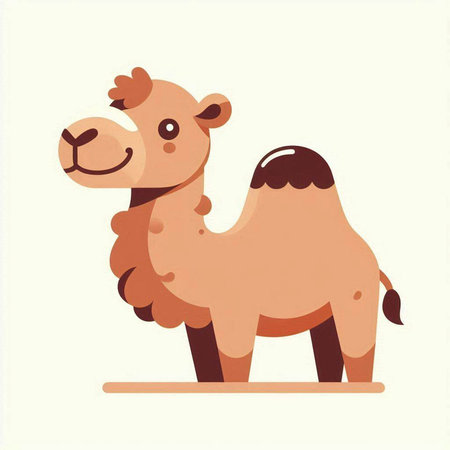 Cute camel. Vector illustration in flat cartoon style on white background.のイラスト素材