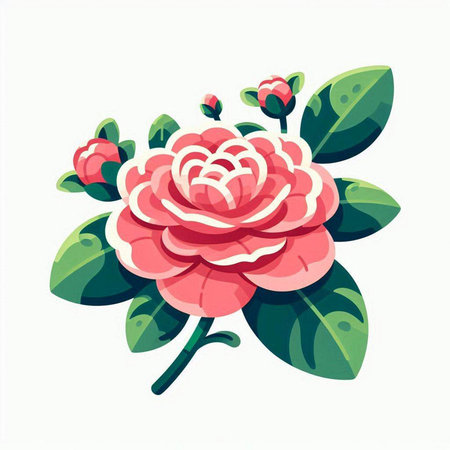 Camellia flower isolated on white background. Vector illustration.のイラスト素材