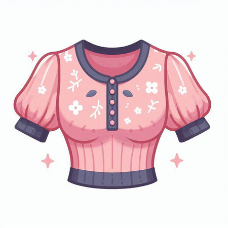 Illustration of a pink sweater with a pattern on a white backgroundのイラスト素材