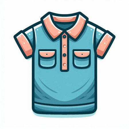 Vector illustration of a blue shirt on a white background. Cartoon style.のイラスト素材