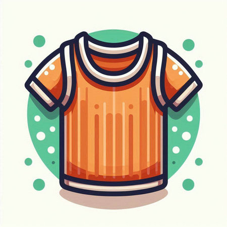 Illustration of a t-shirt on a green background. Vector illustrationのイラスト素材