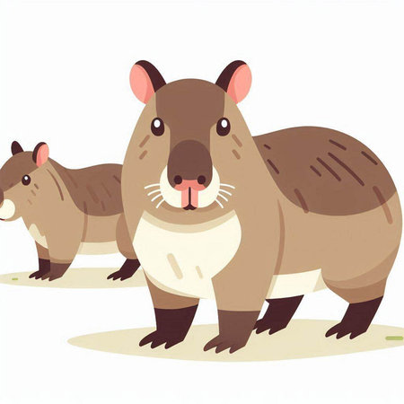 Vector illustration of cute cartoon beaver isolated on a white background.のイラスト素材