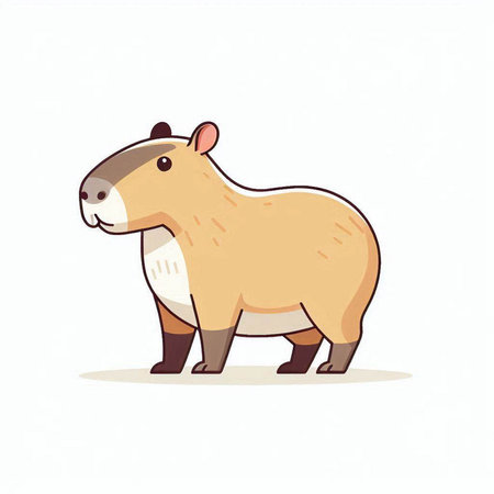 Cute cartoon illustration of a capybara. Vector illustration.のイラスト素材