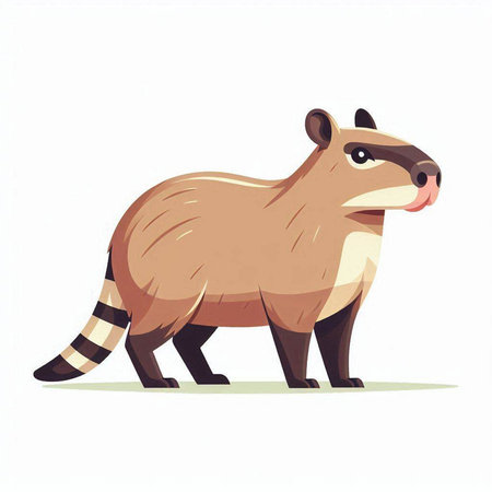 Raccoon isolated on white background. Cartoon style vector illustration.のイラスト素材