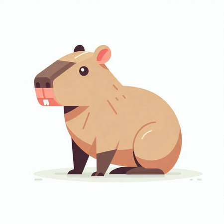 Cute cartoon beaver isolated on white background. Vector illustration.のイラスト素材